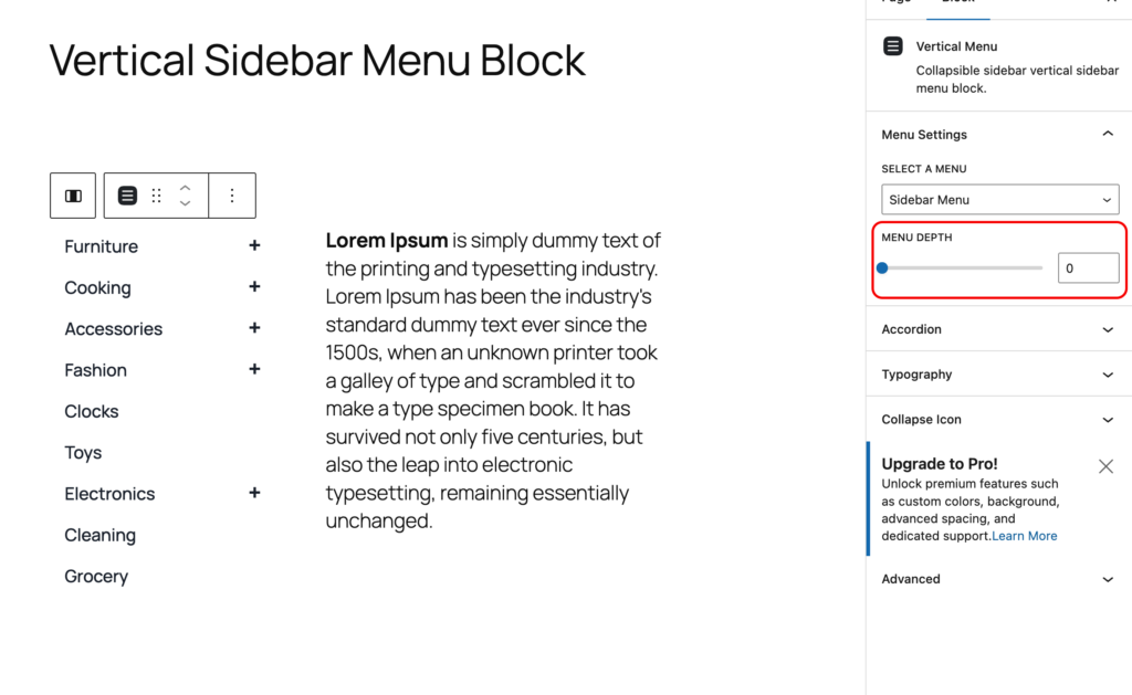 Depth Menu Menu Depth Settings - WPBean Documentation
